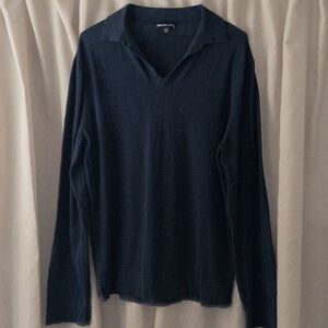 James Perse Men's Navy V-Neck Sweater